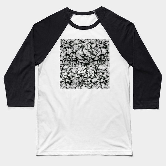 Webby Waves | Black and White and Gray Digital Illustration Baseball T-Shirt by cherdoodles